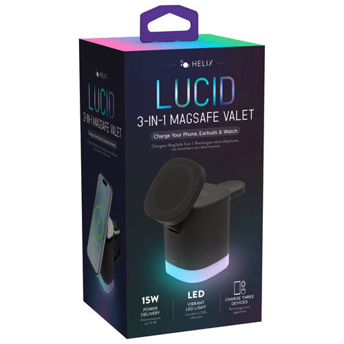 Helix Lucid 3-In-1 15W MagSafe Valet - Black
