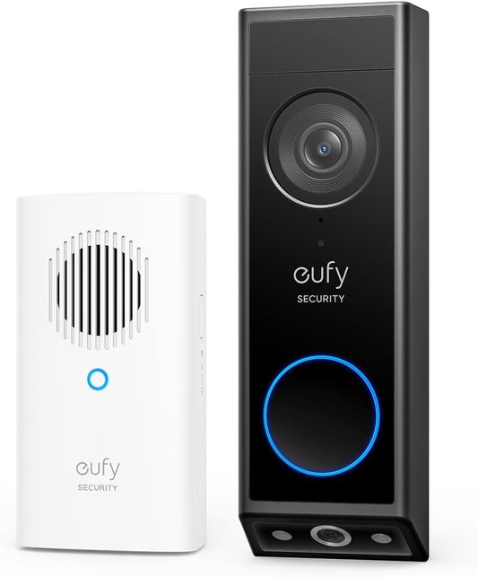 eufy E340 Wi-Fi 2K Dual Camera Video Doorbell with Chime - Black/White