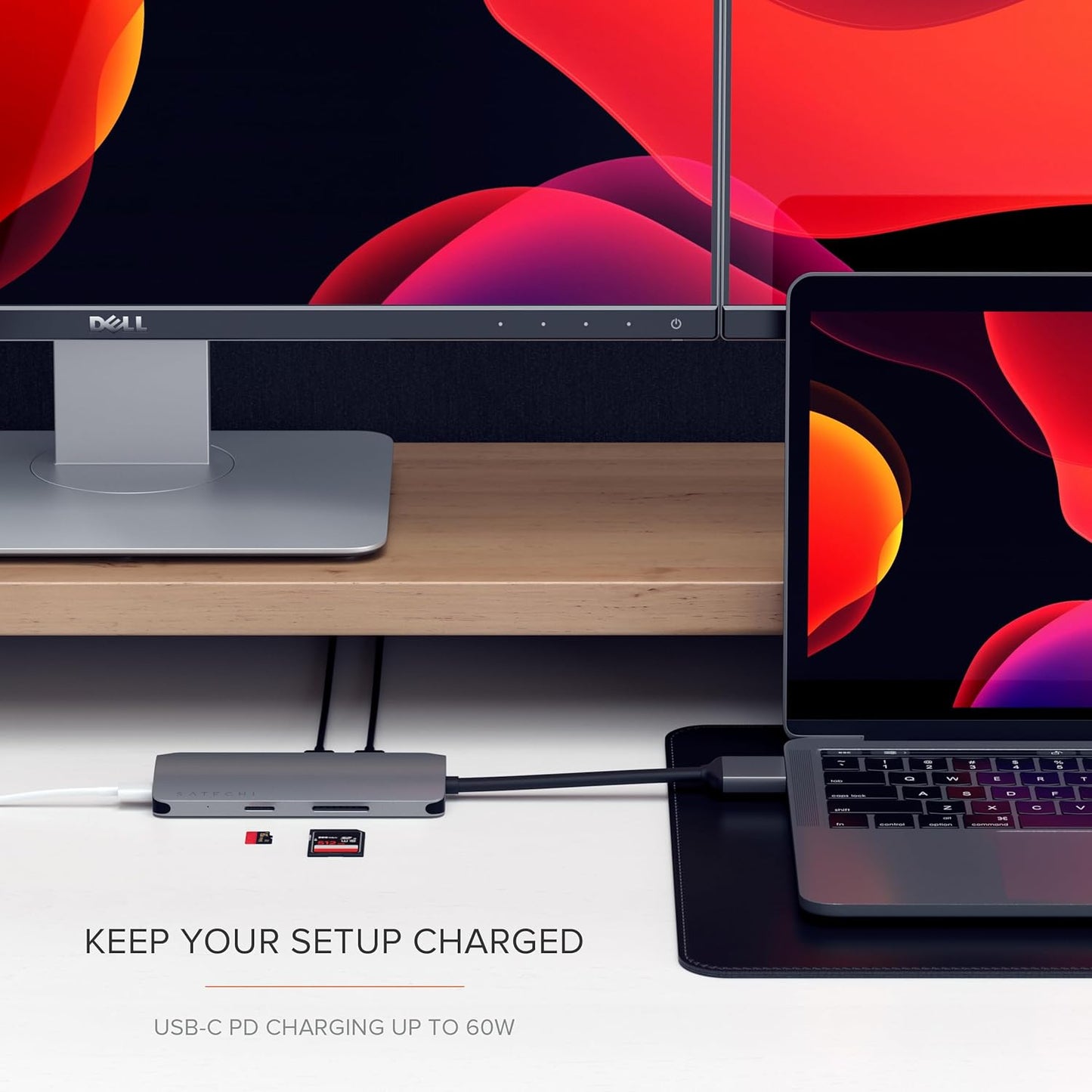 Satechi USB C Hub Dual Multimedia Adapter, USB C Docking Station with 2 4K HDMI, 60W USBC PD Charging, 2 USB-A Data, Ethernet, Micro/SD Card Readers, for MacBook Air/Pro M5/M4/M3/M2/M1 - Space Gray