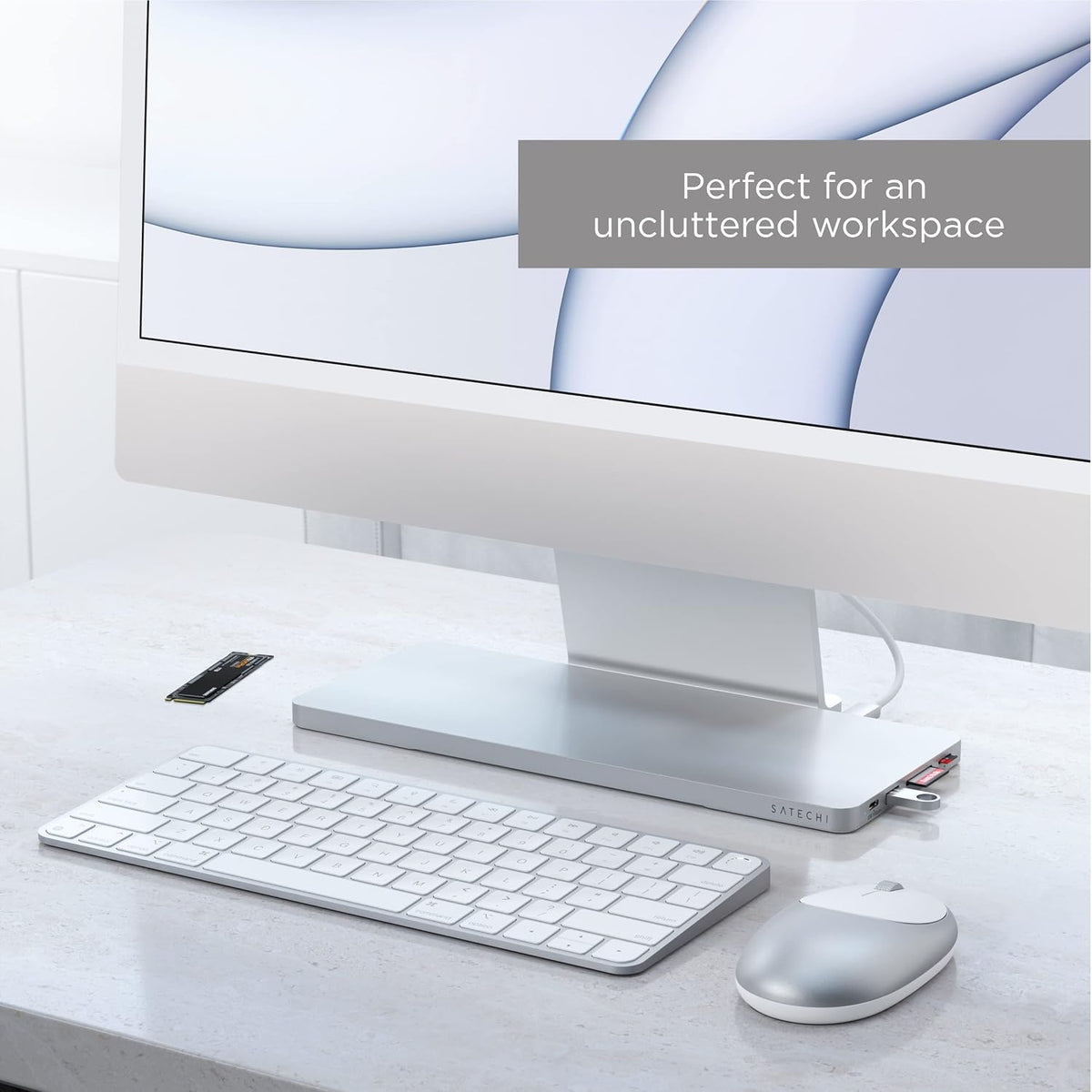 Satechi Slim Dock for 24-inch iMac, Tool-Free M.2 SSD Enclosure, Silver