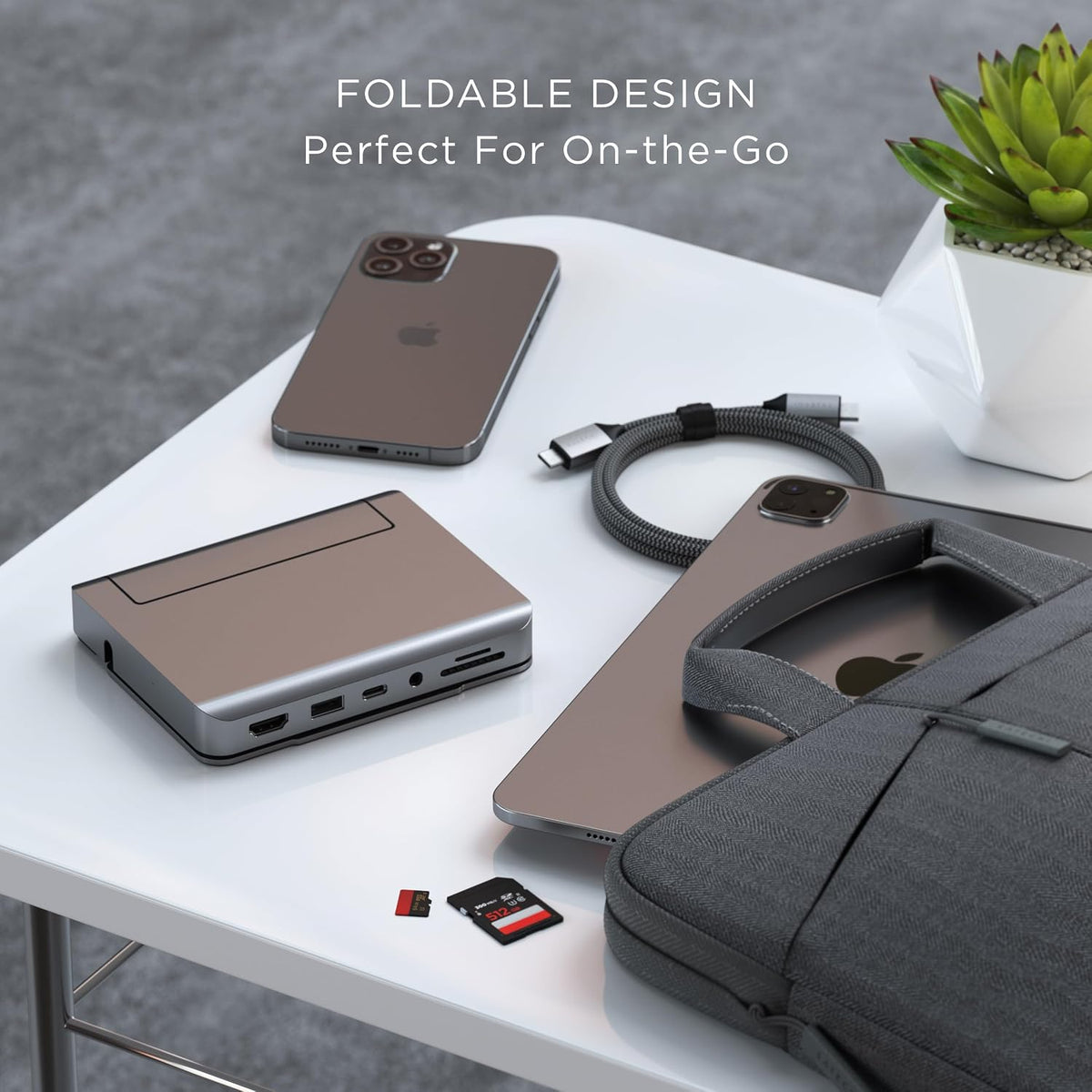 Satechi 6-in-1 USB-C Stand Hub for iPad Pro, Foldable Design, Space Gray