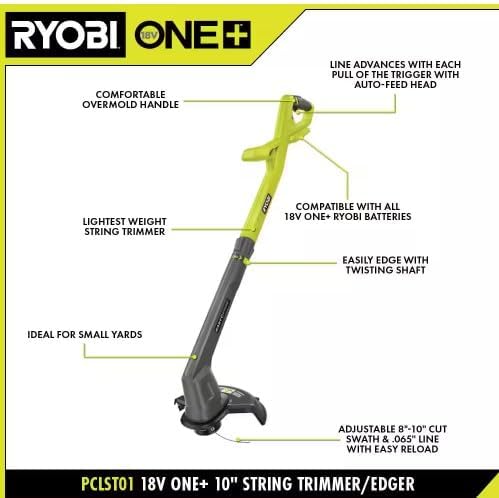 RYOBI ONE+ 18V Cordless String Trimmer/Edger and Blower/Sweeper Combo Kit (2-Tools) with 2.0 Ah Battery and Charger