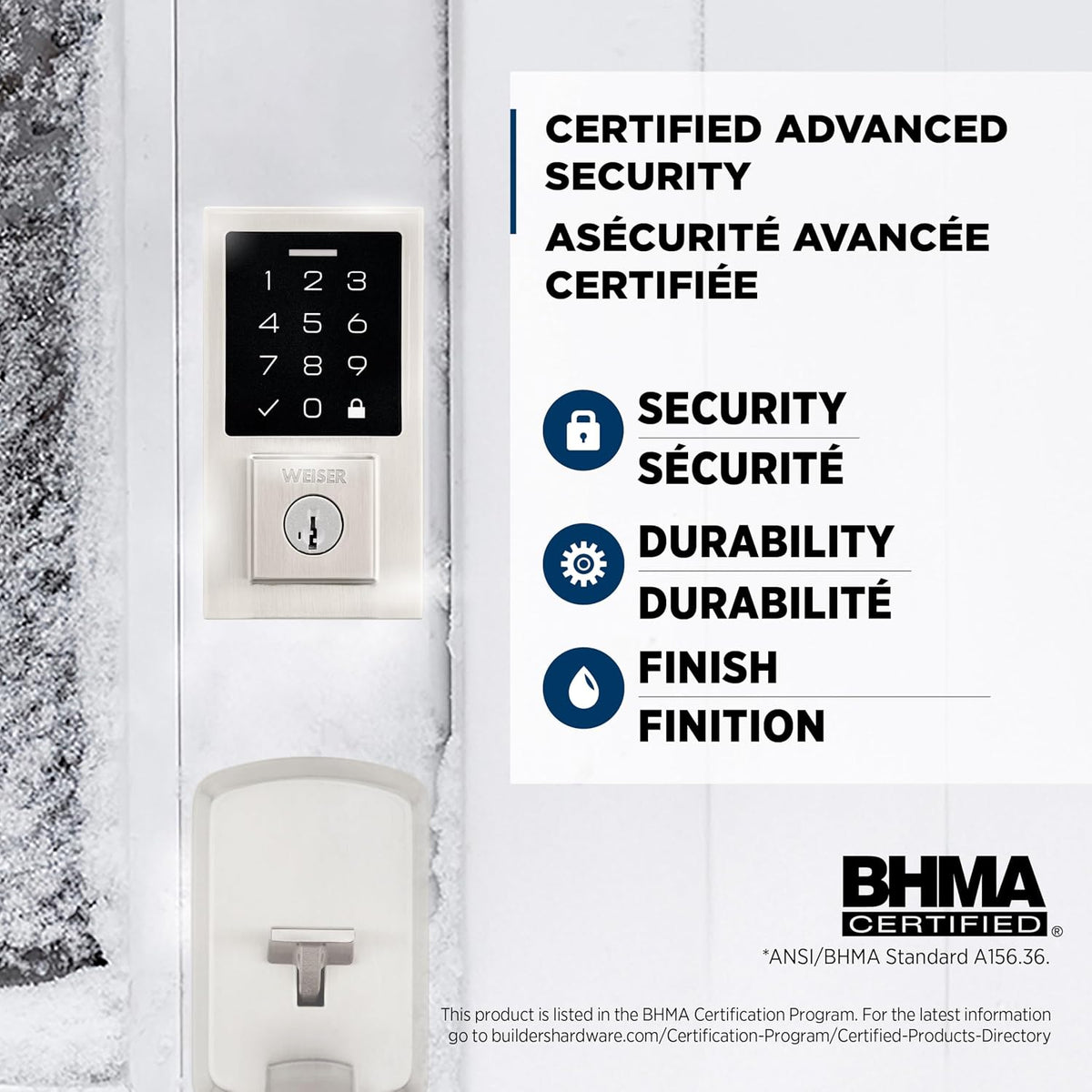 Weiser SmartCode Matte Black Keyless Entry Door Lock/Deadbolt Lock, 10-Button Touchpad Door Lock with Backlit Keypad, Up to 50 User Codes Electronic Door Locks for Front Door, Traditional Home Décor