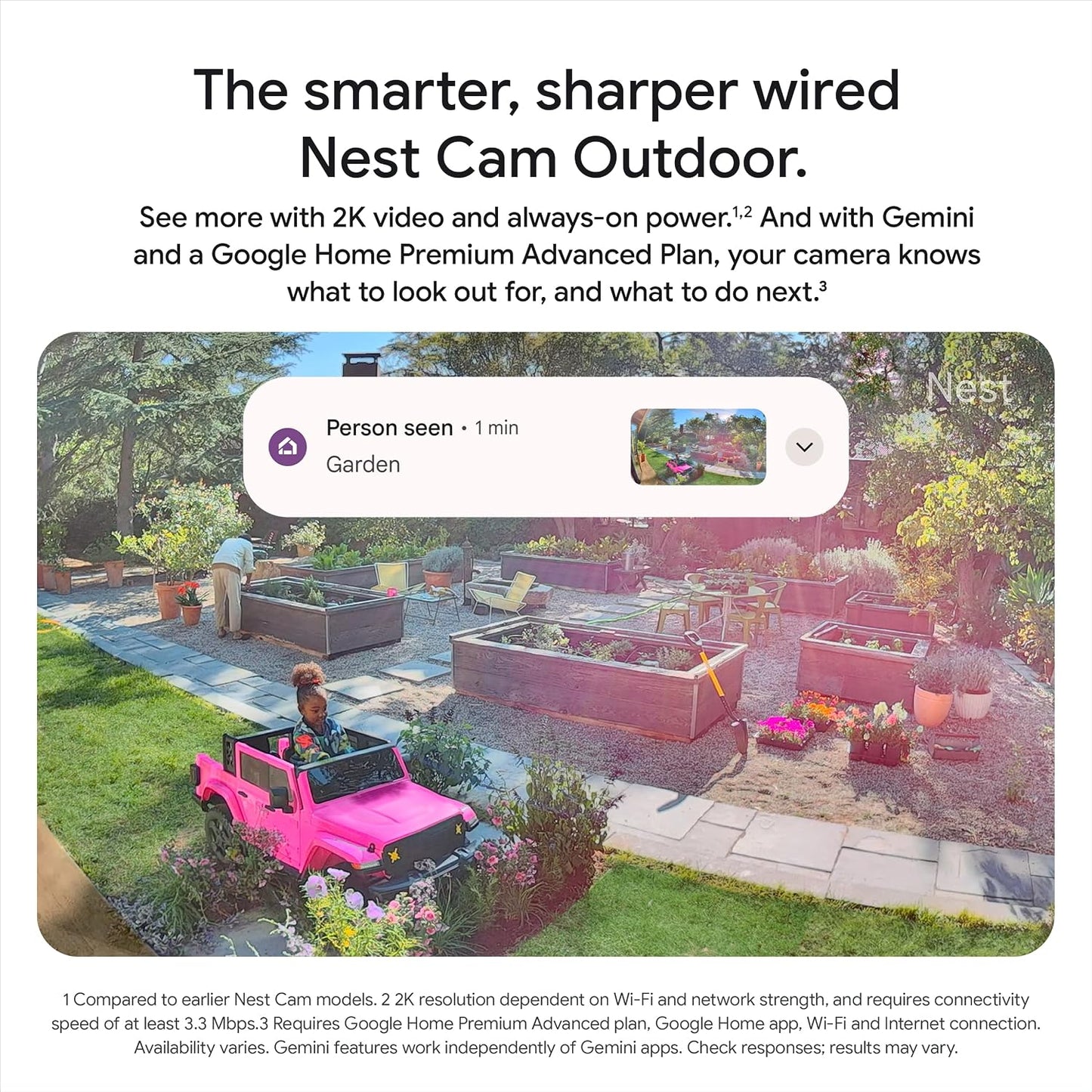 Google Nest Cam Outdoor (Wired, 2nd gen) - 2K Video and Gemini - 2-Pack