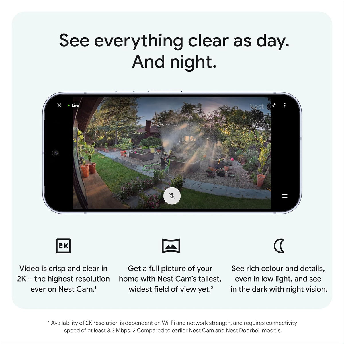 Google Nest Cam Outdoor (Wired, 2nd gen) - 2K Video and Gemini - 2-Pack