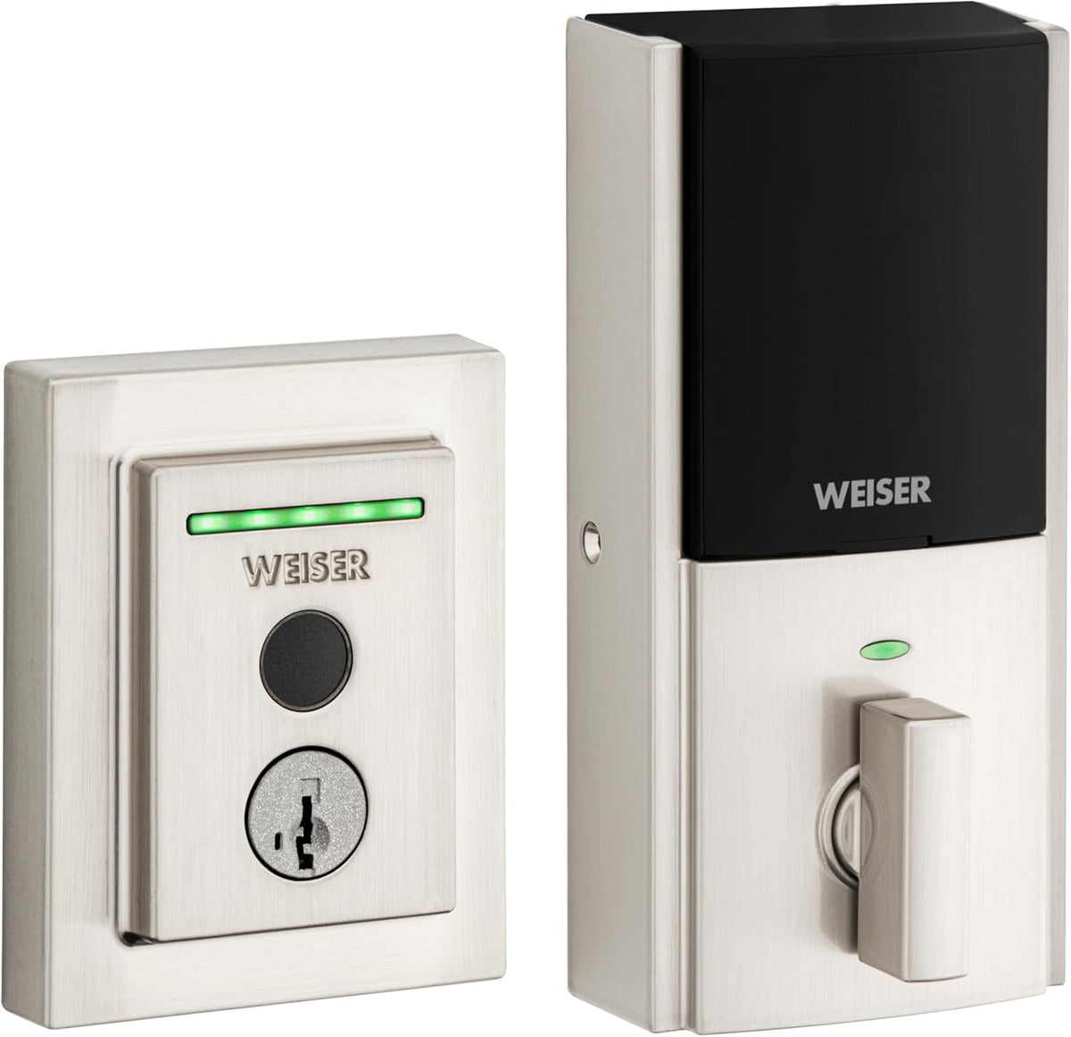 Weiser Halo Touch Satin Nickel WiFi Smart Lock, Keyless Entry Door Lock, Fingerprint Door Lock, Amazon Alexa & Google Assistant/Google Home Compatible, Deadbolt Lock, Modern Smart Locks for Entry Door
